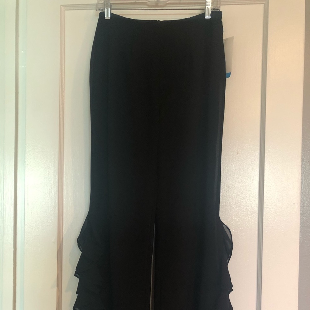 NWT Black Crepe Pants w/Slit, Size 8